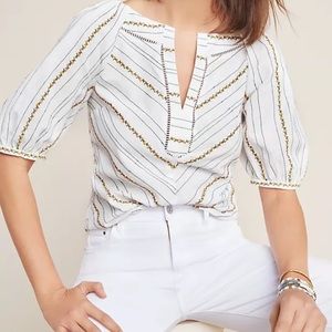 Maeve White and Gold Patterned Top